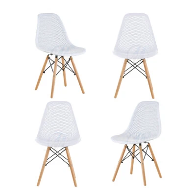 SEDIA IN POLIPROPILENE gambe in legno SET da 4 sedie BIANCO design moderno - Immagine 1 di 3