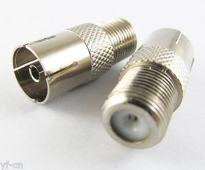 2pcs F Female Jack to TV PAL Female Jack Coaxial Connector Adapter Metal Nickel - Image 1 of 4
