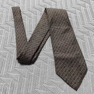 Corbata de seda italiana geométrica abstracta marrón Dunhill Tailors vintage Foto 1 de 4