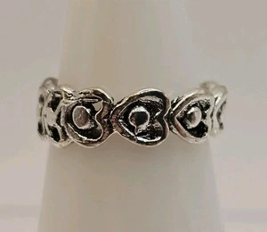 Anillo Disfraz Corazones Tono Plata Talla 4 - Imagen 1 de 6