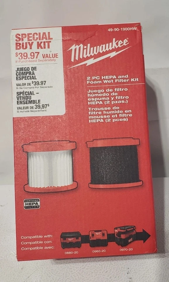 Milwaukee HEPA Wet/Dry Vacuum Filter M18/M12 Easy Twist and Lock (2-Pack) NEW - Image 1 of 1
