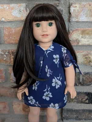 Wynter Custom American Girl Doll OOAK Brown Hair Green Eyes Josefina Freckles - Image 1 of 4