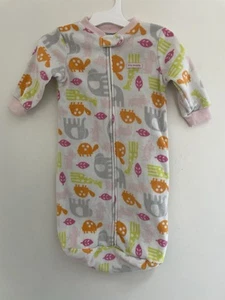 Carters Baby Girl Colorful Animal Print Fleece Long Sleeve Sleep Sack White 0-9M - Picture 1 of 5