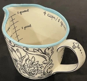 RARE Molly Hatch Anthropologie Crown Leaf Ceramic Measuring Cup 32 Oz 4 Cups EUC - Picture 1 of 4