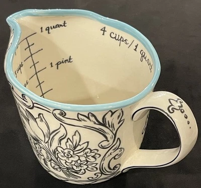 RARE Molly Hatch Anthropologie Crown Leaf Ceramic Measuring Cup 32 Oz 4 Cups EUC - Image 1 of 4