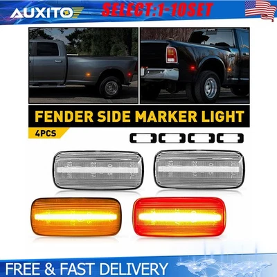 Fit 2010-2018 Dodge Ram 2500HD 3500 Dually Bed Clear LED Side Marker Light 4-20X - Image 1 of 4