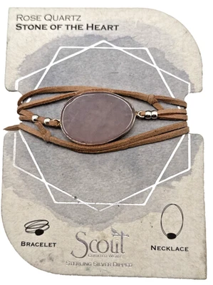 New SCOUT Rose Quartz Wrap Bracelet or Necklace Stone of the Heart NWT - Image 1 of 4