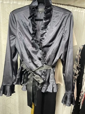 Jaqueta com cinto Adrianna Papell Evening Essentials nova com etiquetas tamanho 12P - Imagem 1 de 4