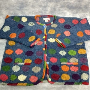 Cardigan maglione lana boliviana Amano lavorato a mano RARO stravagante 1X - 2X SPLENDIDO - Foto 1 di 13
