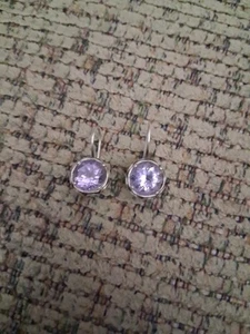 OR PAZ ROSE DE FRANCE LIGHT AMETHYST PIERCED DROP EARRINGS - MADE IN ISRAEL - Picture 1 of 3