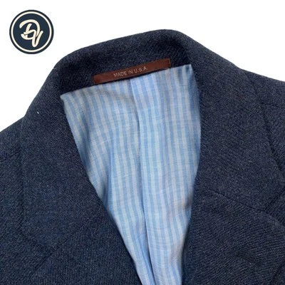 Mens 44 R Hickey Freeman Dark Blue Speckled Cashmere Blend Blazer Made USA - Image 1 of 4