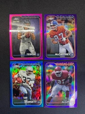 (4) Topps Chrome Tim Tebow /399 Ed McCaffrey /275 Tony Dorsett /150 Marcus Allen - Image 1 of 2