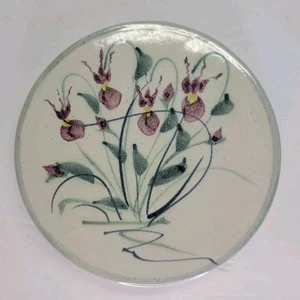 Peace River Pottery Tile Trivet Wall Plaque Floral Signed  G France 7" Diameter  - Picture 1 of 6