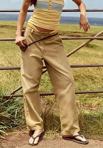NUOVI PANTALONI CHINO FREE PEOPLE ANTILOPE CLEO LAVATI ORLO CONVERTIBILE TAGLIA 6 - Foto 1 di 9