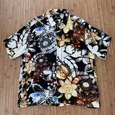 Camisa Hawaiana Jams World Hombres XL Negra Rayón Tribeca Floral Abotonada Foto 1 de 4
