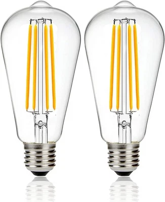 12V Edison Bulb 60 watt Equivalent E26 Medium Base LED 6w 2700k-2 Pack  - Image 1 of 4