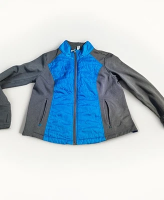 Exerter Women’s Softshell Puffer Hybrid Jacket Gray Blue Zip Up Size M Medium - Image 1 of 4