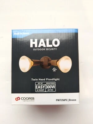 Cooper Lighting Halo Dusk to Dawn Security Plastic Twin Flood Light 2 Pack - Image 1 of 4