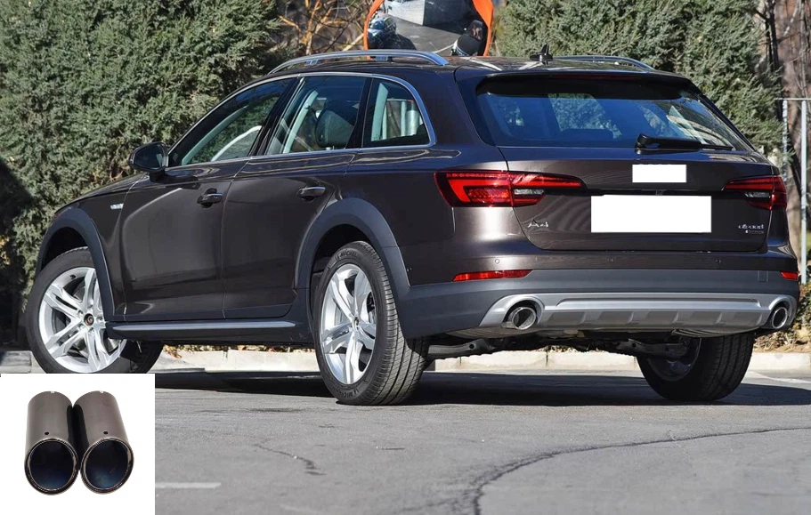 Car Rear Exhaust Tip Muffler Tailpipe For 2003-2019 Audi A4 Black SS 2PCS — 第 1/4 张图片