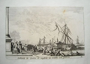 Livorno Palast Hafen Schiffe Galeere Küsell nach J. Baur Kupferstich 1682 - Picture 1 of 1