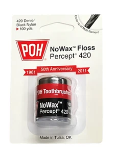 POH 420 No Wax Black Dental Floss, 4 pack, Unwaxed 400 Yards Total, New - Picture 1 of 2