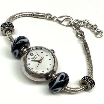 Caravelle by Bulova Women’s Patina Silver Tone Watch Beaded Accents New Battery - Image 1 of 4