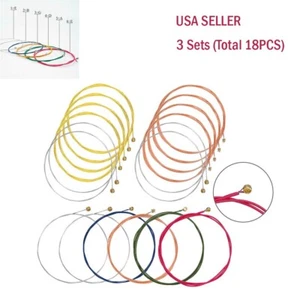 3 Sets of 6 Guitar Strings Replacement Steel String For Acoustic Guitar 1st-6th - Picture 1 of 6
