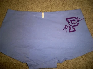 VICTORIAS SECRET BOYSHORT SHORTIE PURPLE WITH BLUE LOGO LARGE NEW - Picture 1 of 1