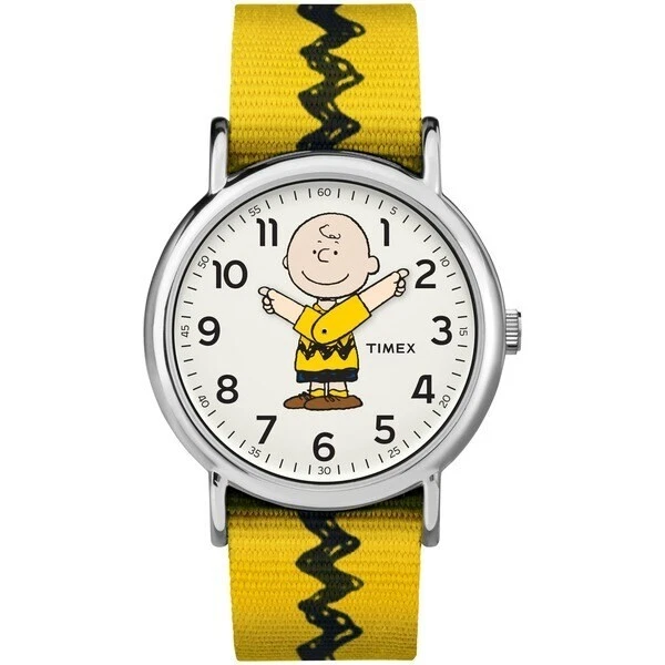 Timex TW2R41100, Peanuts-Charlie Brown Weekender Yellow Slip Thru Fabric Watch - Image 1 of 1