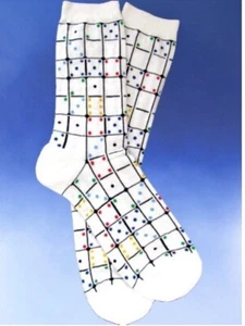 NWT Dominos Women's Novelty Socks Multi-colored dots on white tiles - Picture 1 of 2