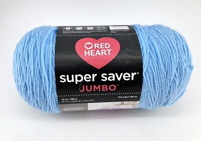 One Skein of Red Heart Super Saver 巨型纱线,14 盎司,744 码,浅蓝色 — 第 1/4 张图片