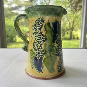 Cerámica artística de colección Alsacia Francia pintada a mano alto brillo verde azul amarillo 6,5" H - Imagen 1 de 8