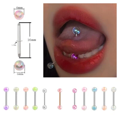 1 Pc Stainless Acrylic Sequin Barbell Bar Tongue Nipple Piercing Body Jewellery - image 1 of 4