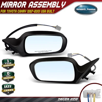 Conjunto de espejo retrovisor negro liso izquierdo y derecho de 2 piezas para Toyota Camry 97-01 construido en EE. UU. Foto 1 de 4