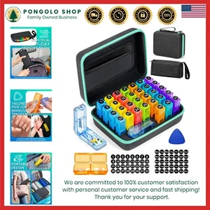 Monthly Pill Organizer Plastic 31-Day Travel Compact with Cutter and Stickers - Picture 1 of 10