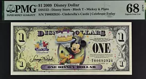 2009 $1 Disney Dollar Mickey & Pluto PMG 68 EPQ (DIS152) S/N T00692924 - Picture 1 of 2