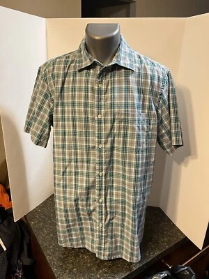 Camisa masculina Sonoma SS com botões verde cinza azul xadrez algodão poli grande - Imagem 1 de 4