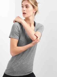 NWT Gap Gapfit Breathe V Neck Gray T Shirt Top S Sma Exercis Athletic SOFT COMFY - Picture 1 of 4