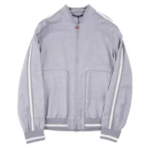 Kiton Gray Woven Wool Bomber Jacket with Contrast Knit Details M (Eu 50) NWT - Picture 1 of 9