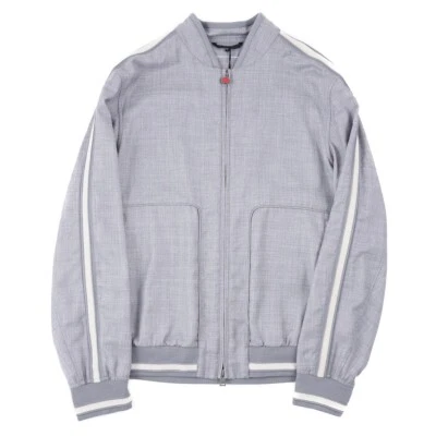 Kiton Gray Woven Wool Bomber Jacket with Contrast Knit Details M (Eu 50) NWT - Image 1 of 4