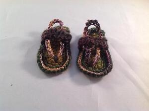 Baby Doll Thong Flip Flop Sandals Hand Crocheted Gold Silver Metallic