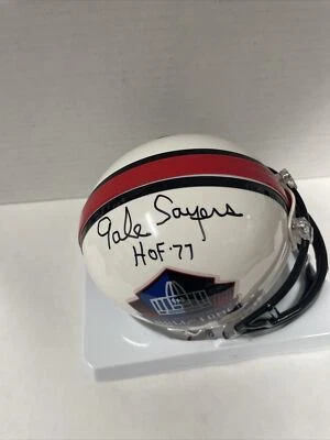 MINI CASCO AUTÓGRAFO FIRMADO A MANO AUTÉNTICO GENUINO LEYENDA GALE SAYERS HOF JSA Foto 1 de 4