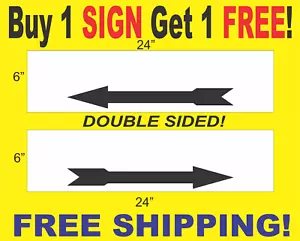 BLANK PLASTIC SIGNS Black Arrow 6"x24" 2sided Real Estate Rider Buy 1 Get 1 FREE - Picture 1 of 2