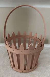 Longaberger Picket Fence Soft Pink Easter Pail Basket Swing Handle & Prot - Picture 1 of 6