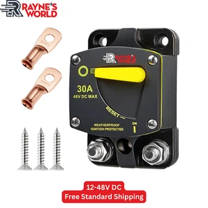 30 Amp 12-48V DC Leitungsschutzschalter Schwerlast Autos/Verstärker/Boote/Solar/Wechselrichter/Wohnmobil - Bild 1 von 8