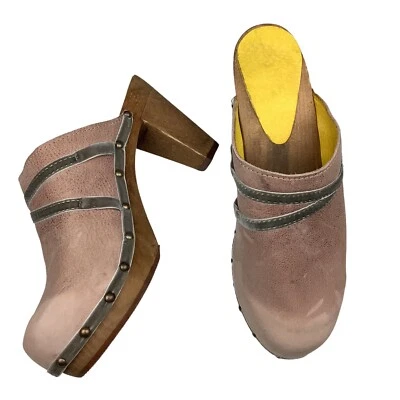 Sanita Women's EU 40 US 9-9.5 Platform Heel Pump Clogs Mule Slip On Tan Leather - Image 1 of 4