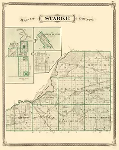 Mapa histórico del condado - Condado de Starke Indiana - Baskin 1876 - 23 x 28,83 - Imagen 1 de 20