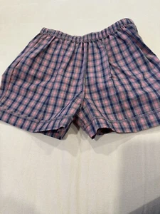 Shorts, Boy or Girl Size 4T, New, Handmade, Cotton, Blue, Gray, Pink SmallCheck. - Picture 1 of 4