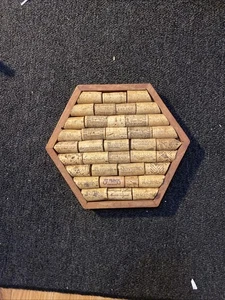 Hexagon Cork Wine Trivet Mat for Kitchen Decor Hand Made - Picture 1 of 4