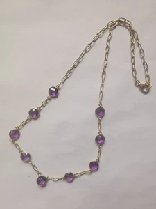 Sterling Silver Gold Overlay Amethyst Necklace 18" 7.5g R8L - Picture 1 of 3